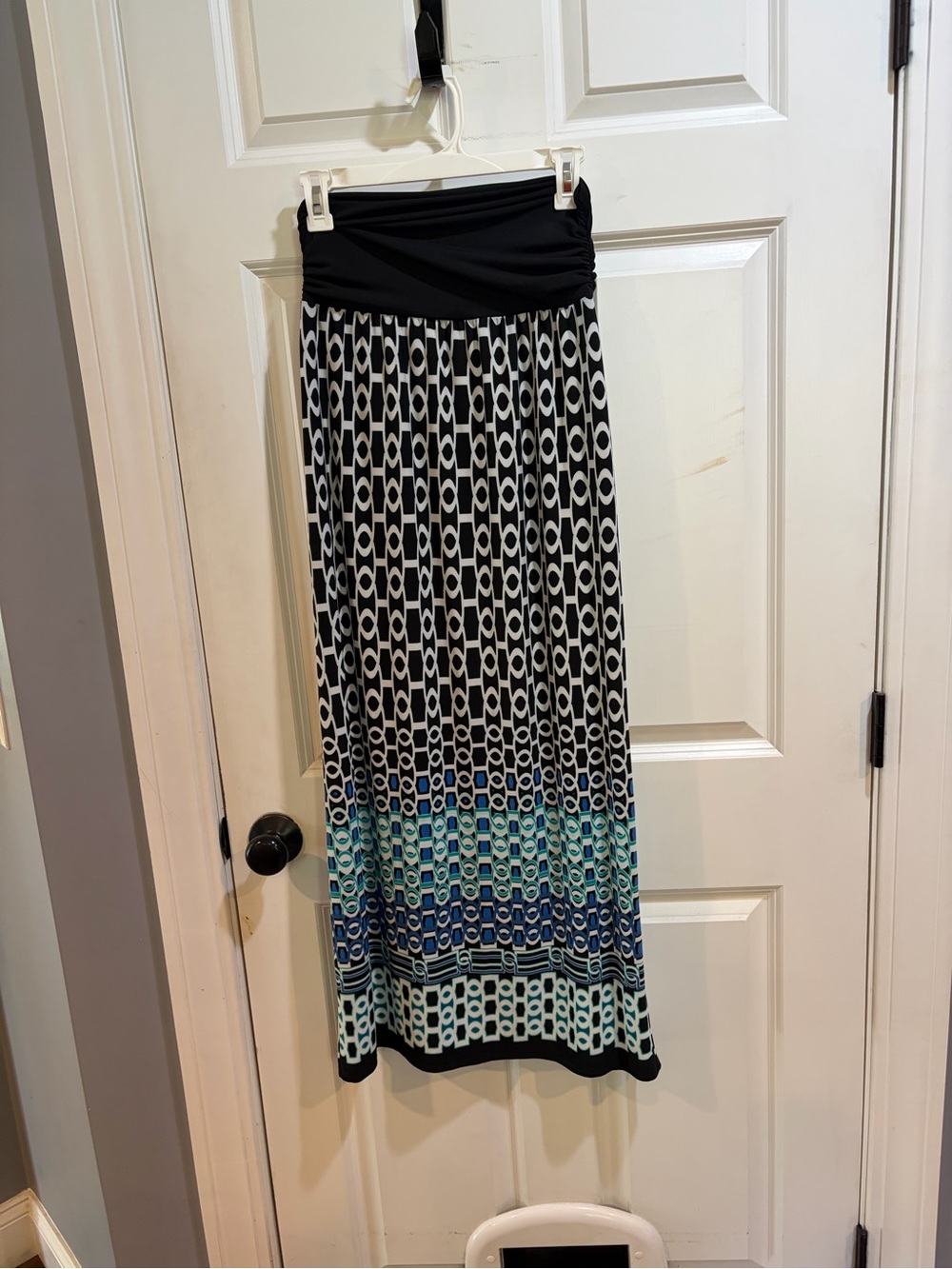 Apt. 9 Maxi Skirt with Black Waistband and Geometric Print